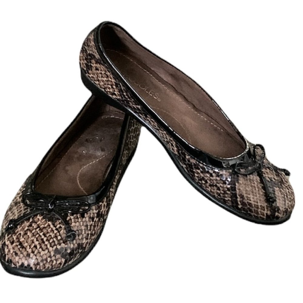Aerosoles Homebet Snakeskin Ballet Flats Sz 6-1/2‎ #210i